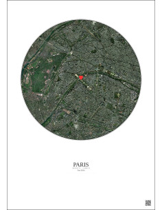 Paris - Vue satellite personnalisée 5 km · Couleur · Fond clair