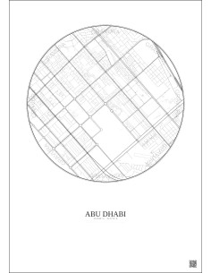 Affiche Abu Dhabi – Poster carte de ville 2.5km | Gravura – Fond clair