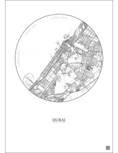 Affiche Dubai – Poster carte de ville 20km | Gravura – Fond clair