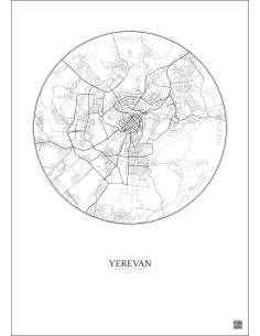 Affiche Yerevan – Poster carte de ville 10km | Gravura – Fond clair