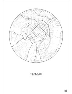 Affiche Yerevan – Poster carte de ville 2.5km | Gravura – Fond clair