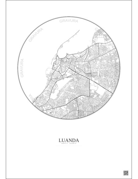 Affiche Luanda – Poster carte de ville 10km | Gravura – Fond clair