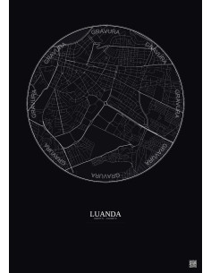 Affiche Luanda – Poster carte de ville 2.5km | Gravura – Fond foncé