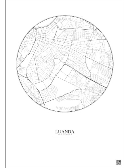 Affiche Luanda – Poster carte de ville 2.5km | Gravura – Fond clair