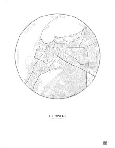 Affiche Luanda – Poster carte de ville 6km | Gravura – Fond clair