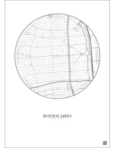 Affiche Buenos Aires – Poster carte de ville 2.5km | Gravura – Fond clair