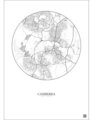 Affiche Canberra – Poster carte de ville 10km | Gravura – Fond clair