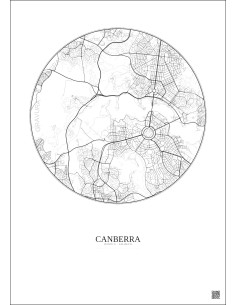 Affiche Canberra – Poster carte de ville 6km | Gravura – Fond clair