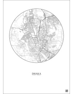Affiche Dhaka – Poster carte de ville 10km | Gravura – Fond clair