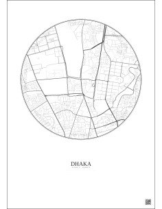 Affiche Dhaka – Poster carte de ville 2.5km | Gravura – Fond clair