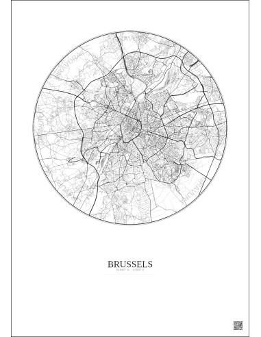 Affiche Brussels – Poster carte de ville 10km | Gravura – Fond clair