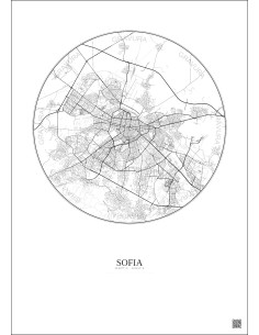 Affiche Sofia – Poster carte de ville 10km | Gravura – Fond clair