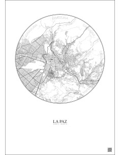 Affiche La Paz – Poster carte de ville 10km | Gravura – Fond clair