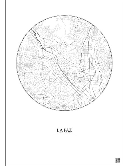 Affiche La Paz – Poster carte de ville 2.5km | Gravura – Fond clair
