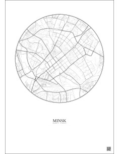 Affiche Minsk – Poster carte de ville 2.5km | Gravura – Fond clair