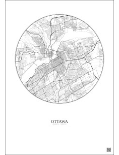 Affiche Ottawa – Poster carte de ville 10km | Gravura – Fond clair