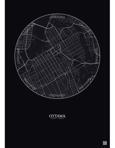 Ottawa City Map Poster 2.5km | Gravura – Dark background