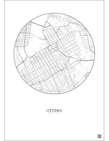 Ottawa City Map Poster 2.5km | Gravura – Light background