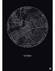 Affiche Ottawa – Poster carte de ville 6km | Gravura – Fond foncé