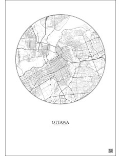 Affiche Ottawa – Poster carte de ville 6km | Gravura – Fond clair
