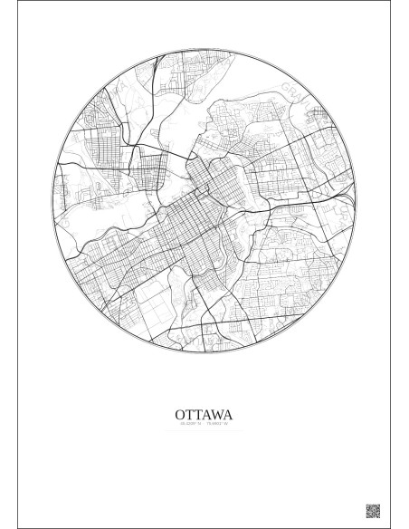 Affiche Ottawa – Poster carte de ville 6km | Gravura – Fond clair