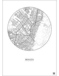 Affiche Bogota – Poster carte de ville 10km | Gravura – Fond clair