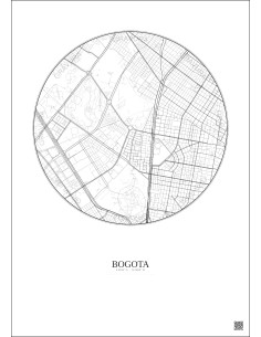 Affiche Bogota – Poster carte de ville 2.5km | Gravura – Fond clair