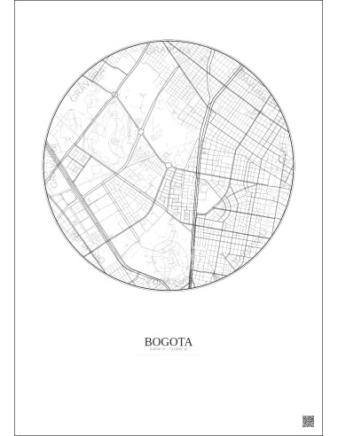 Affiche Bogota – Poster carte de ville 2.5km | Gravura – Fond clair
