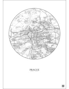 Affiche Prague – Poster carte de ville 10km | Gravura – Fond clair