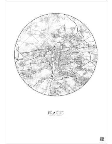 Affiche Prague – Poster carte de ville 10km | Gravura – Fond clair