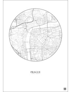 Affiche Prague – Poster carte de ville 2.5km | Gravura – Fond clair