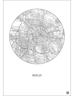 Affiche Berlin – Poster carte de ville 10km | Gravura – Fond clair