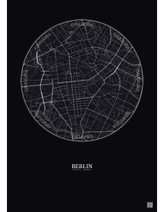 Affiche Berlin – Poster carte de ville 2.5km | Gravura – Fond foncé