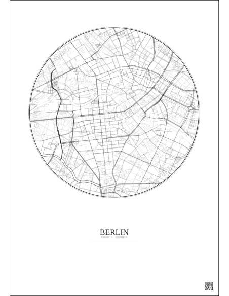 Affiche Berlin – Poster carte de ville 2.5km | Gravura – Fond clair