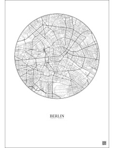 Affiche Berlin – Poster carte de ville 6km | Gravura – Fond clair