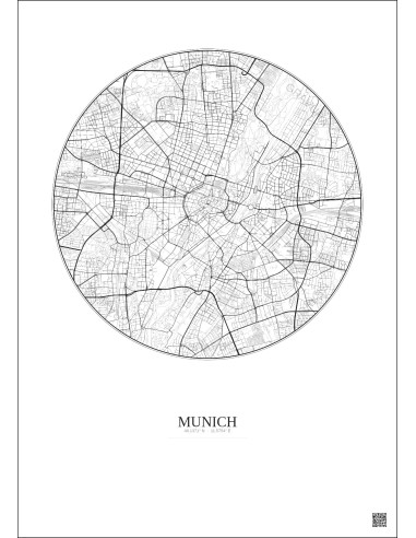 Affiche Munich – Poster carte de ville 5km | Gravura – Fond clair