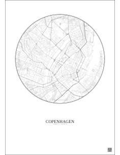 Affiche Copenhagen – Poster carte de ville 2.5km | Gravura – Fond clair