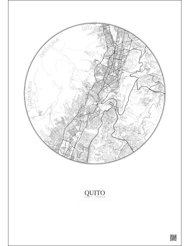 Quito City Map Poster 10km | Gravura – Light background