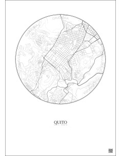 Affiche Quito – Poster carte de ville 2.5km | Gravura – Fond clair