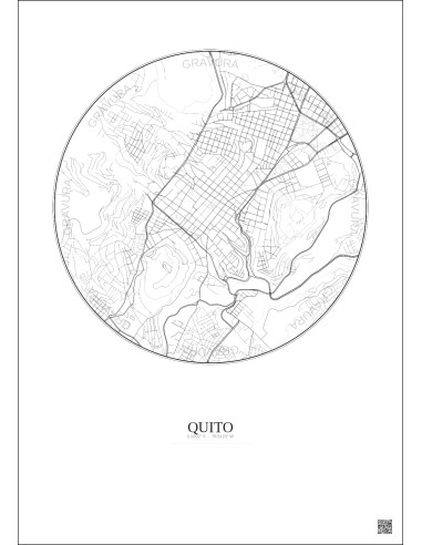 Affiche Quito – Poster carte de ville 2.5km | Gravura – Fond clair