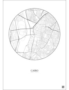 Affiche Cairo – Poster carte de ville 2.5km | Gravura – Fond clair