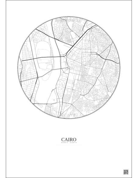 Affiche Cairo – Poster carte de ville 2.5km | Gravura – Fond clair