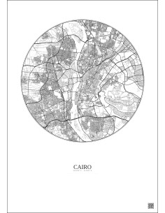 Affiche Cairo – Poster carte de ville 10km | Gravura – Fond clair