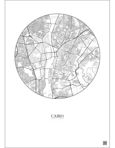 Affiche Cairo – Poster carte de ville 6km | Gravura – Fond clair