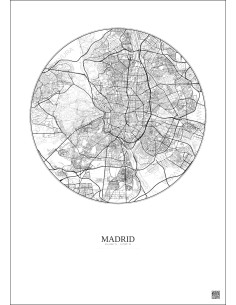 Affiche Madrid – Poster carte de ville 10km | Gravura – Fond clair