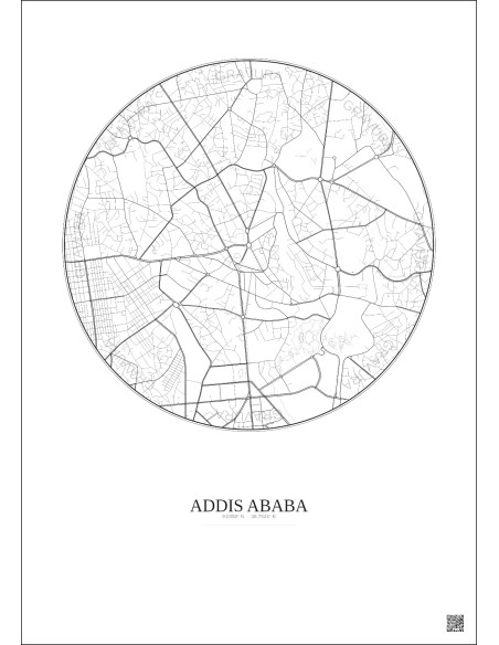 Affiche Addis Ababa – Poster carte de ville 2.5km | Gravura – Fond clair
