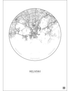 Affiche Helsinki – Poster carte de ville 10km | Gravura – Fond clair