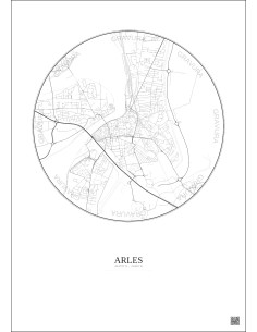 Affiche Arles – Poster carte de ville 2.5km | Gravura – Fond clair
