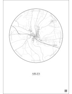 Affiche Arles – Poster carte de ville 10km | Gravura – Fond clair