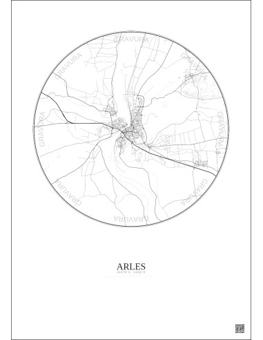 Arles City Map Poster 10km | Gravura – Light background